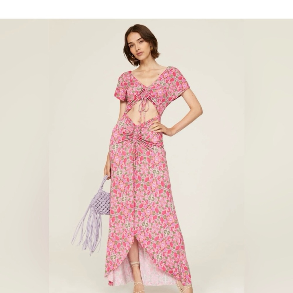 Misa Los Angeles Pink Floral Maxi Dress